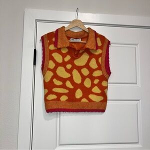 Zara Vibrant Orange and Yellow Knit Vest
